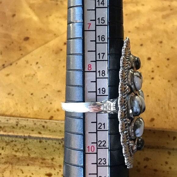 Genuine White Buffalo Sterling Silver Statement Ring 9 - Picture 3 of 9